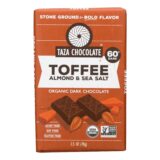 Taza Chocolate Stone Ground Organic Dark Chocolate Bar, Toffee Almond And Sea Salt, Case Of 10, 2.5 Oz.