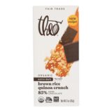 Theo Chocolate Black Rice Quinoa Crunch, 85 Percent Dark Chocolate, Case Of 12, 3 Oz.