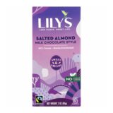 Lily's Sweets Chocolate Bar, Milk Chocolate, 40 Percent Cocoa, Salted Almond, 3 Oz Bars, Case Of 12