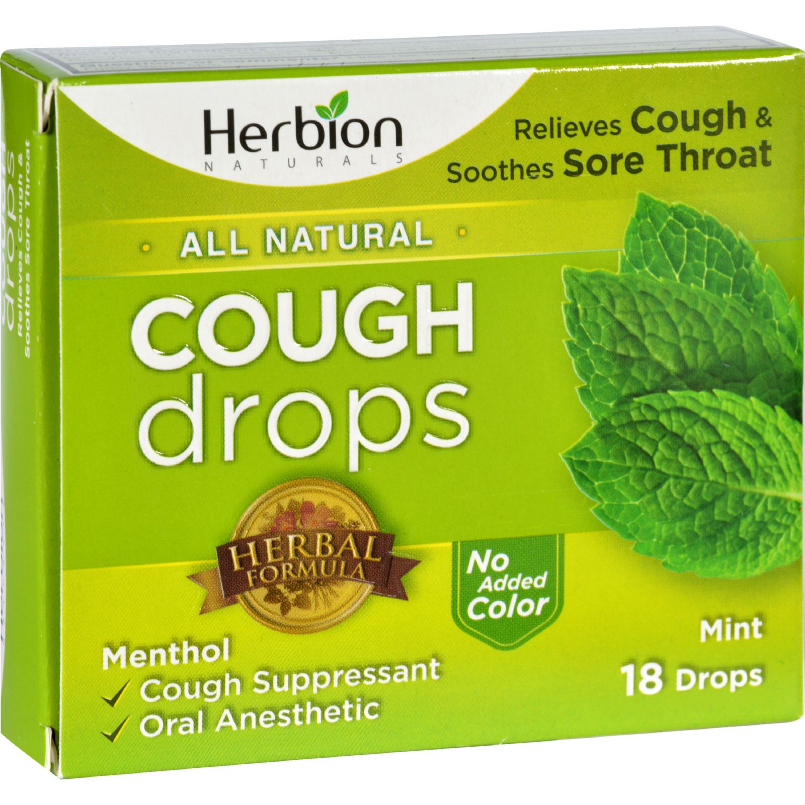 Herbion Naturals Cough Drops, All Natural, Mint, 18 Drops