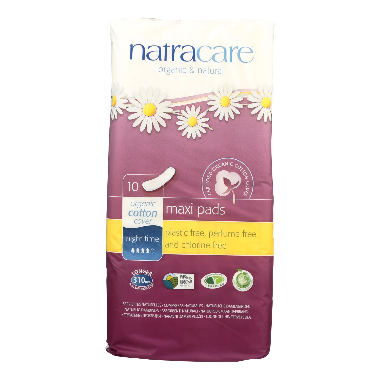 Natracare Natural Night Time Pads, 10 Pack