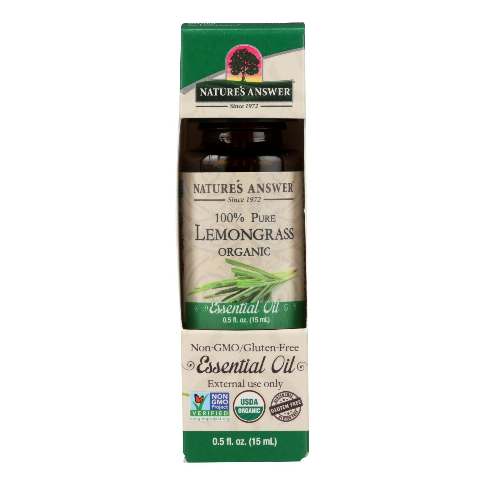 Nature's Answer, Organic Essential Oil, Lemongrass, 0.5 Oz.