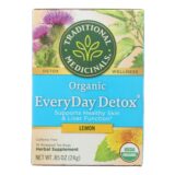 Traditional Medicinals Lemon Everyday Detox Herbal Tea, 16 Tea Bags, Case Of 6
