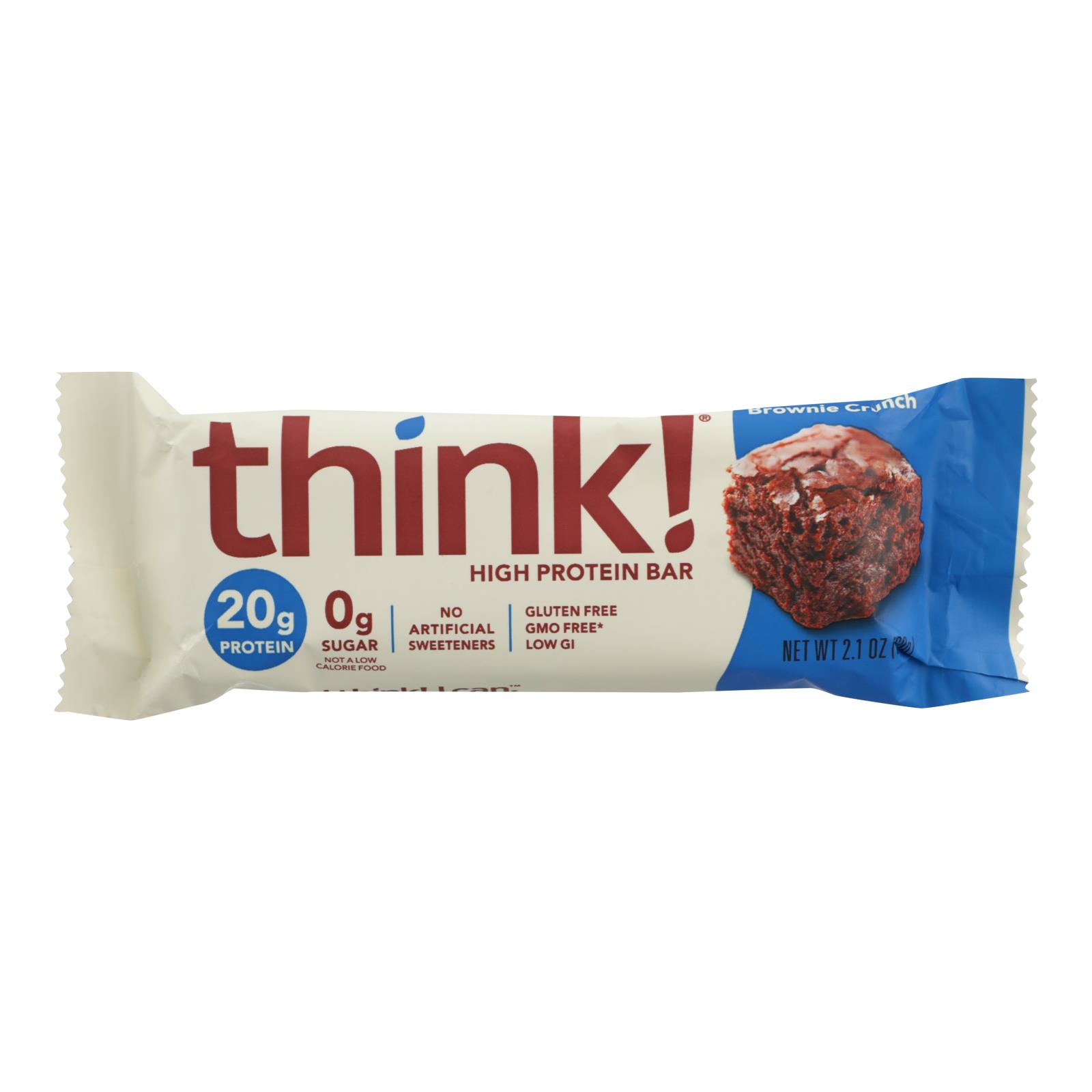 Think Products Thin Bar, Brownie Crunch, Case Of 10, 2.1 Oz