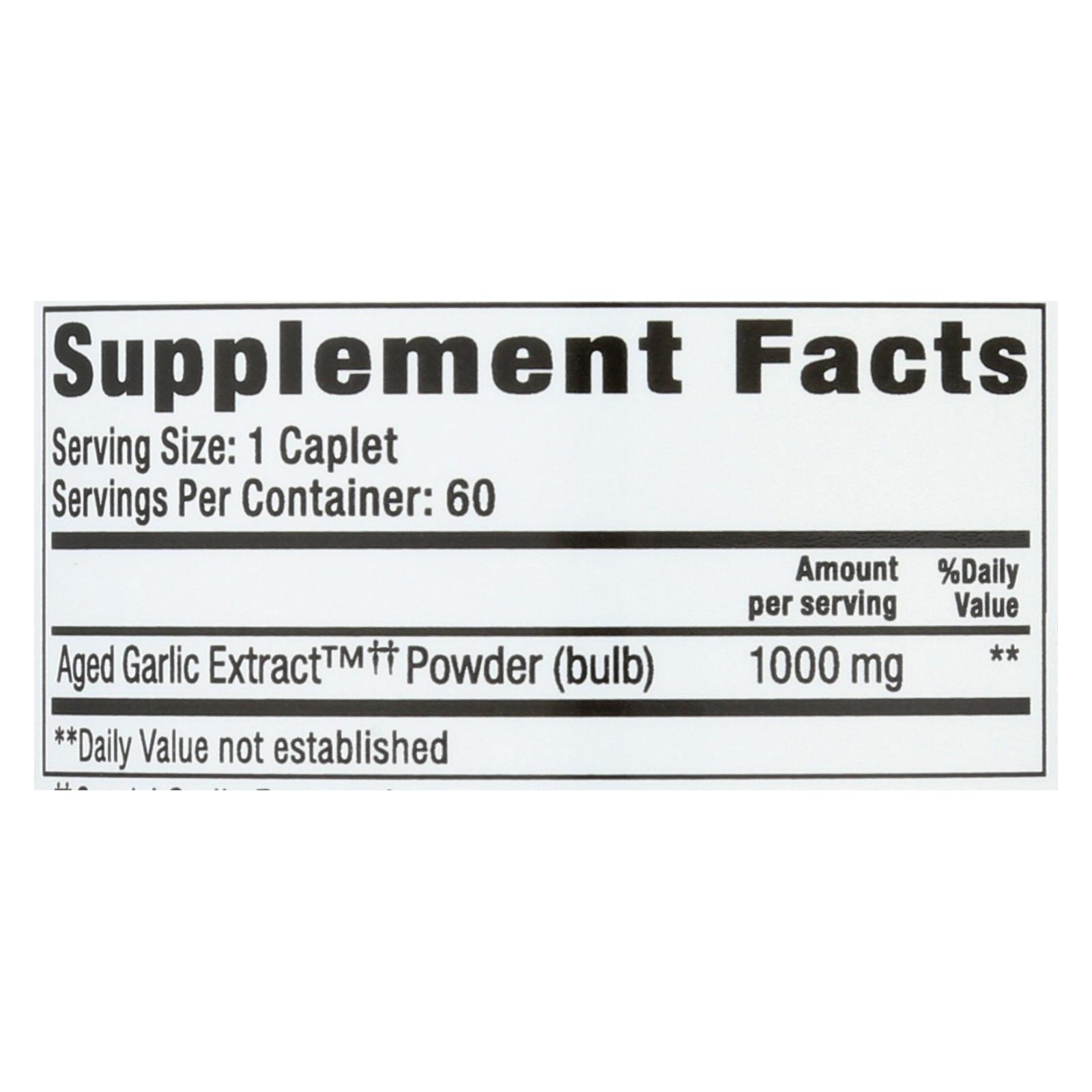 Kyolic, Aged Garlic Extract One Per Day Cardiovascular, 1000 Mg, 60 Caplets - Image 2