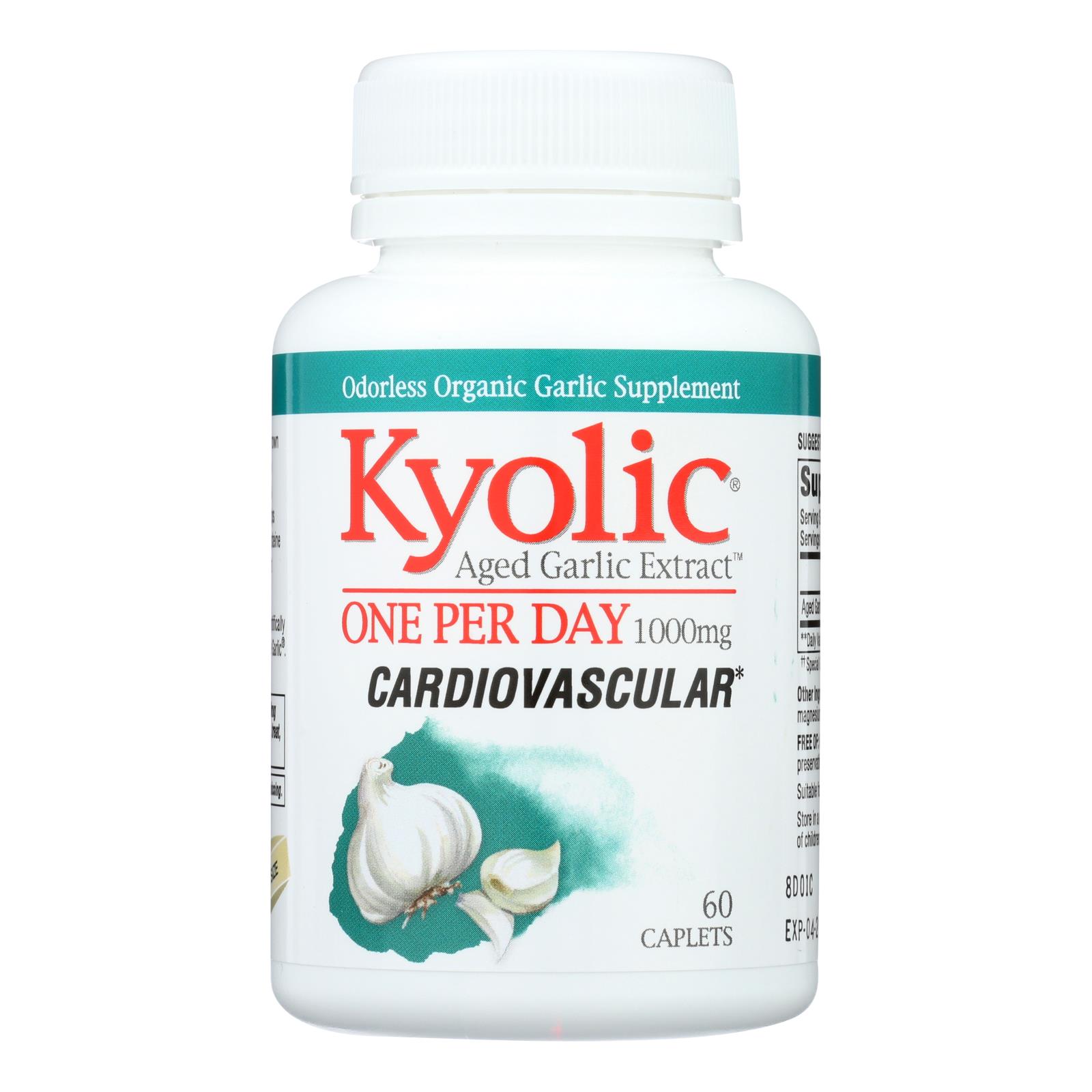 Kyolic, Aged Garlic Extract One Per Day Cardiovascular, 1000 Mg, 60 Caplets