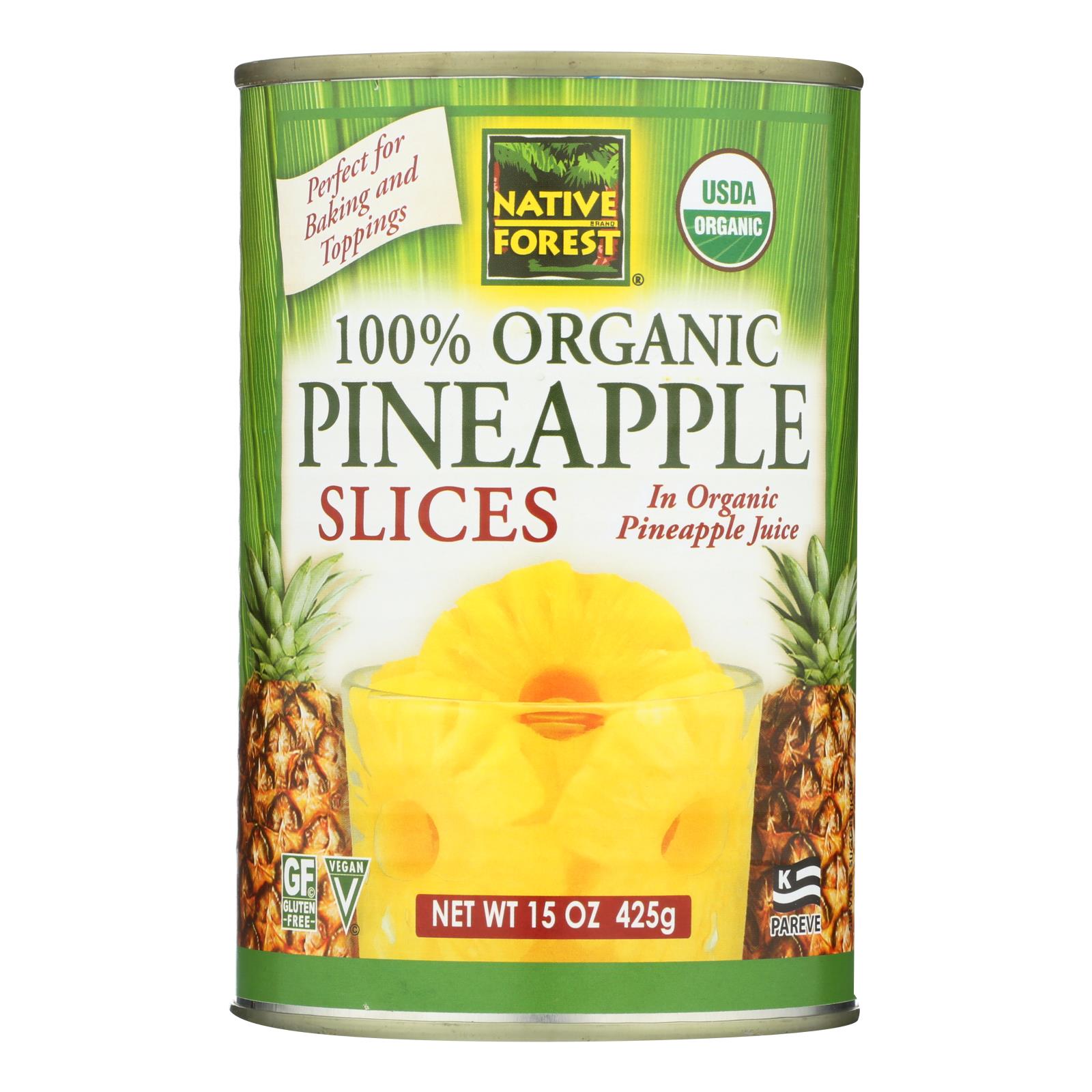 Native Forest Organic Slices, Pineapple, Case Of 6, 15 Oz.