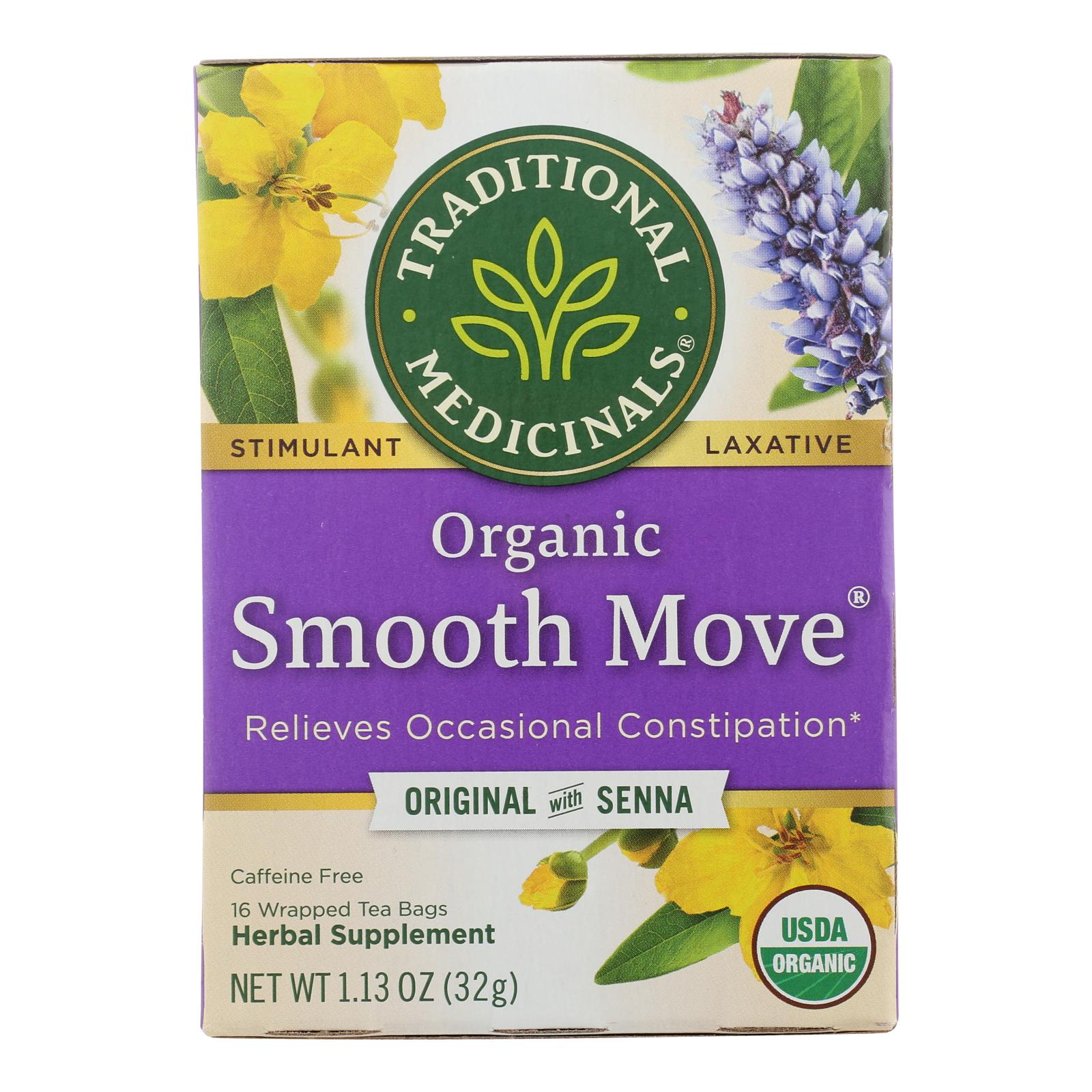 Traditional Medicinals Organic Smooth Move Herbal Tea, 16 Tea Bags, Case Of 6