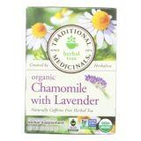 Traditional Medicinals Organic Chamomile With Lavender Herbal Tea, Caffeine Free, Case Of 6, 16 Bags