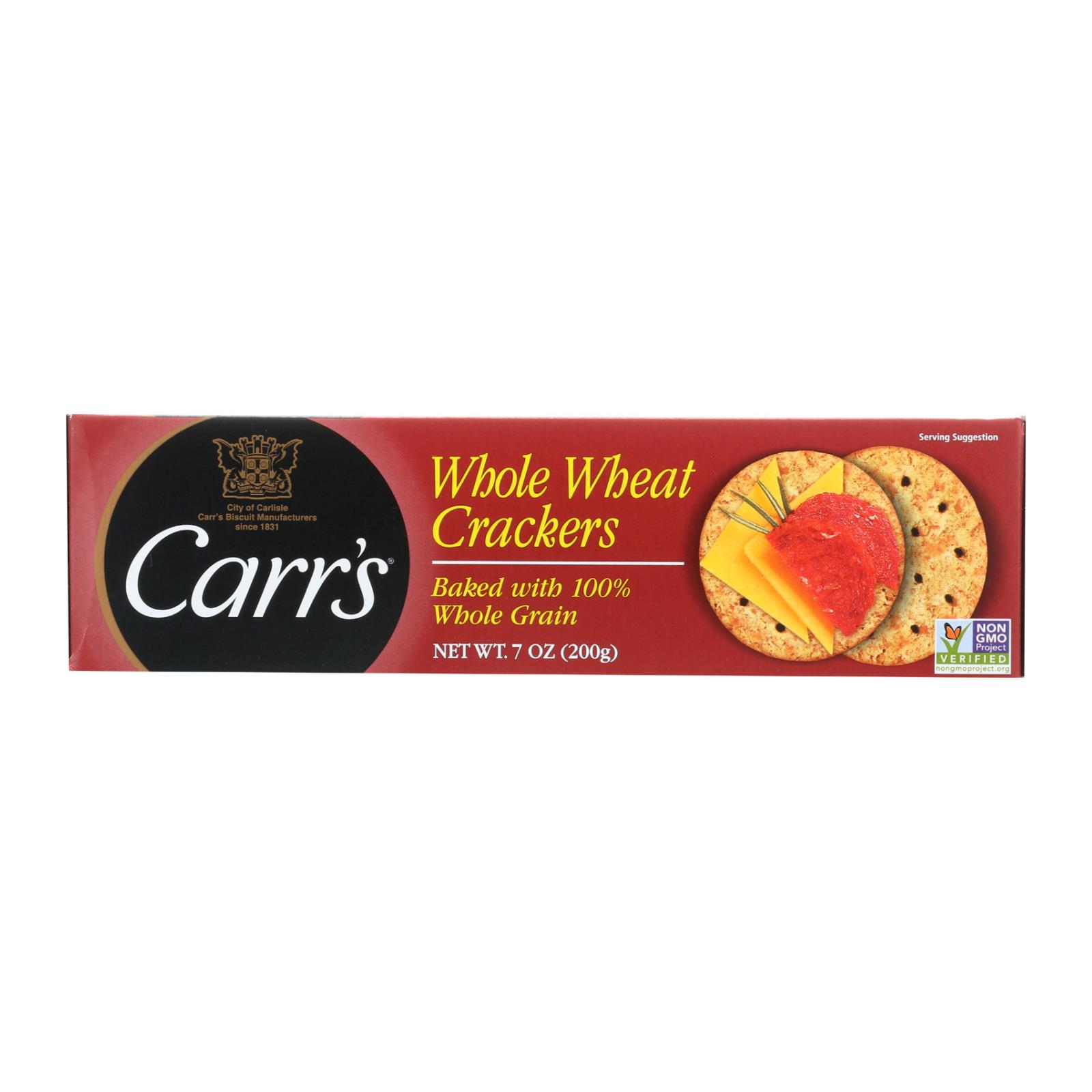 Carr's Crackers, Whole Wheat, Case Of 12, 7.1 Oz