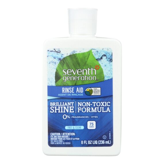Seventh Generation Dish Rinse Aid, Free And Clear, 8 Oz, Case Of 9