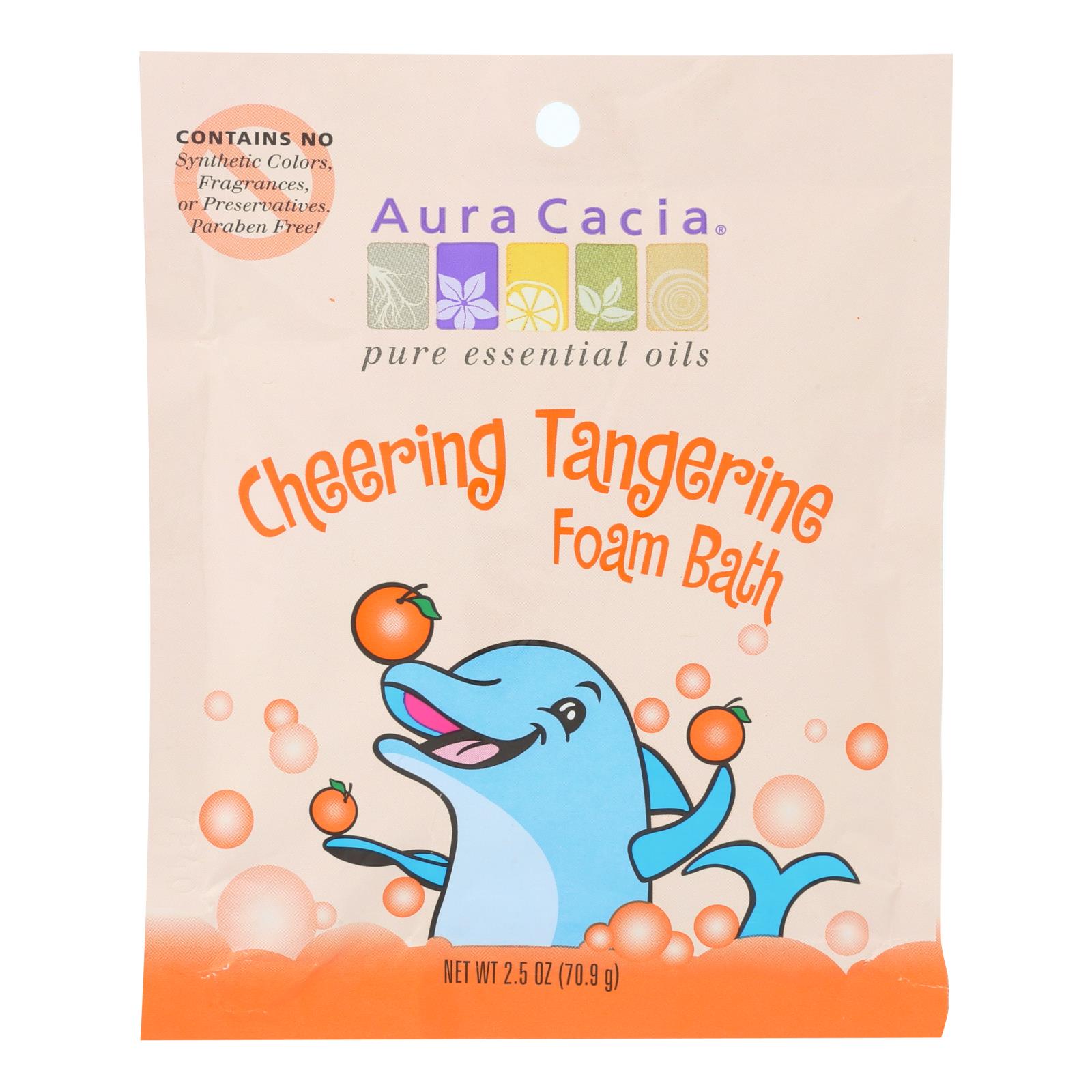 Aura Cacia, Cheering Foam Bath Tangerine And Sweet Orange Essential Oils, Case Of 6, 2.5 Oz