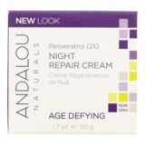 Andalou Naturals Resveratrol Q10 Night Repair Cream, 1.7 Fl Oz