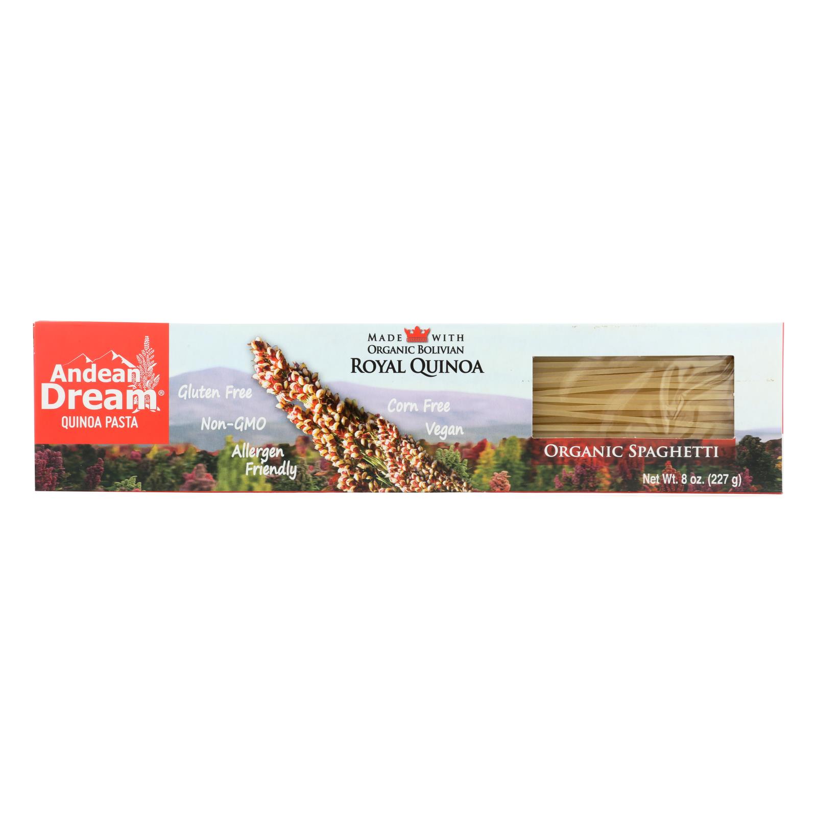 Andean Dream Gluten Free Organic Spaghetti Quinoa Pasta, Case Of 12, 8 Oz.