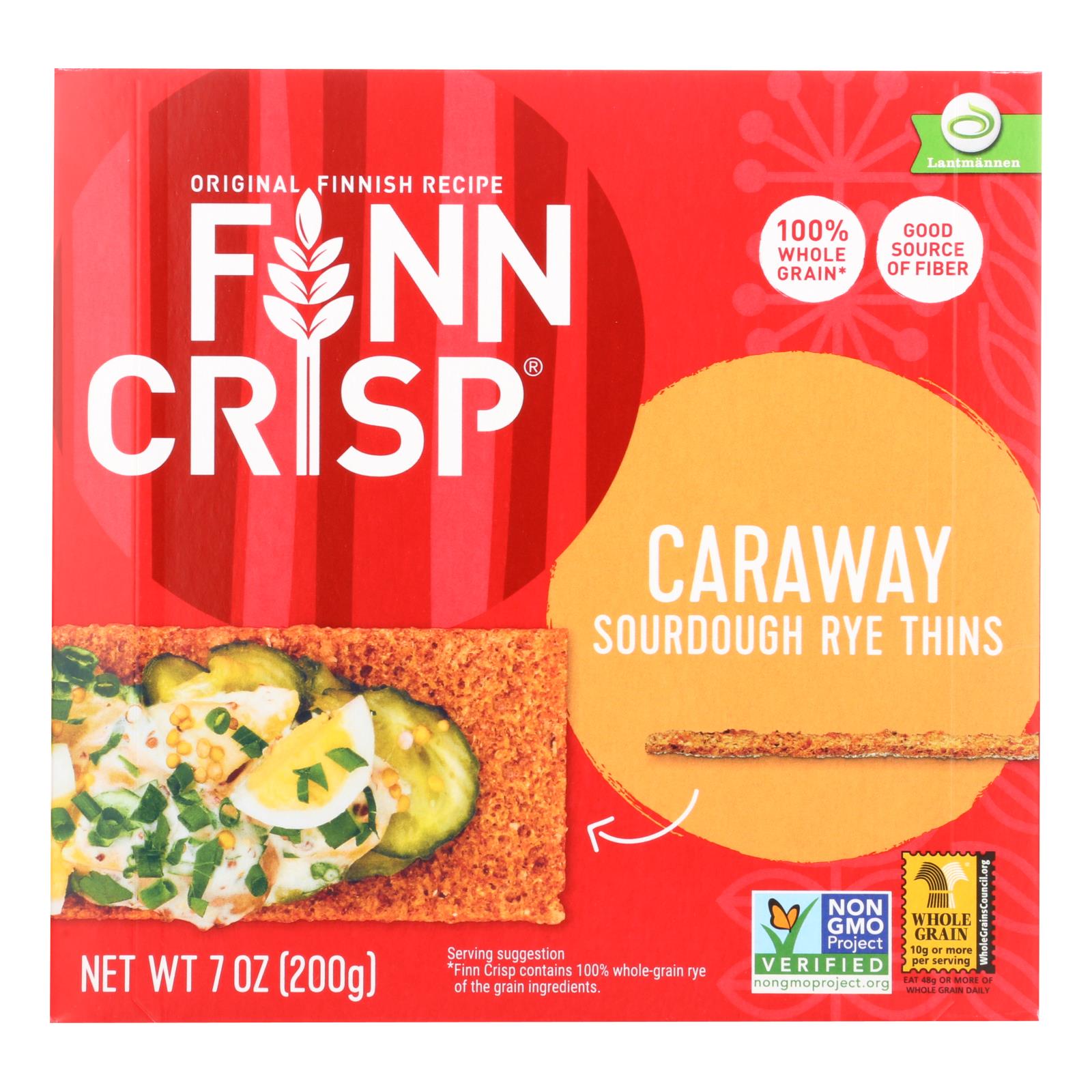 Finn Crisp Crispbread, Caraway, 7 Oz, Case Of 9