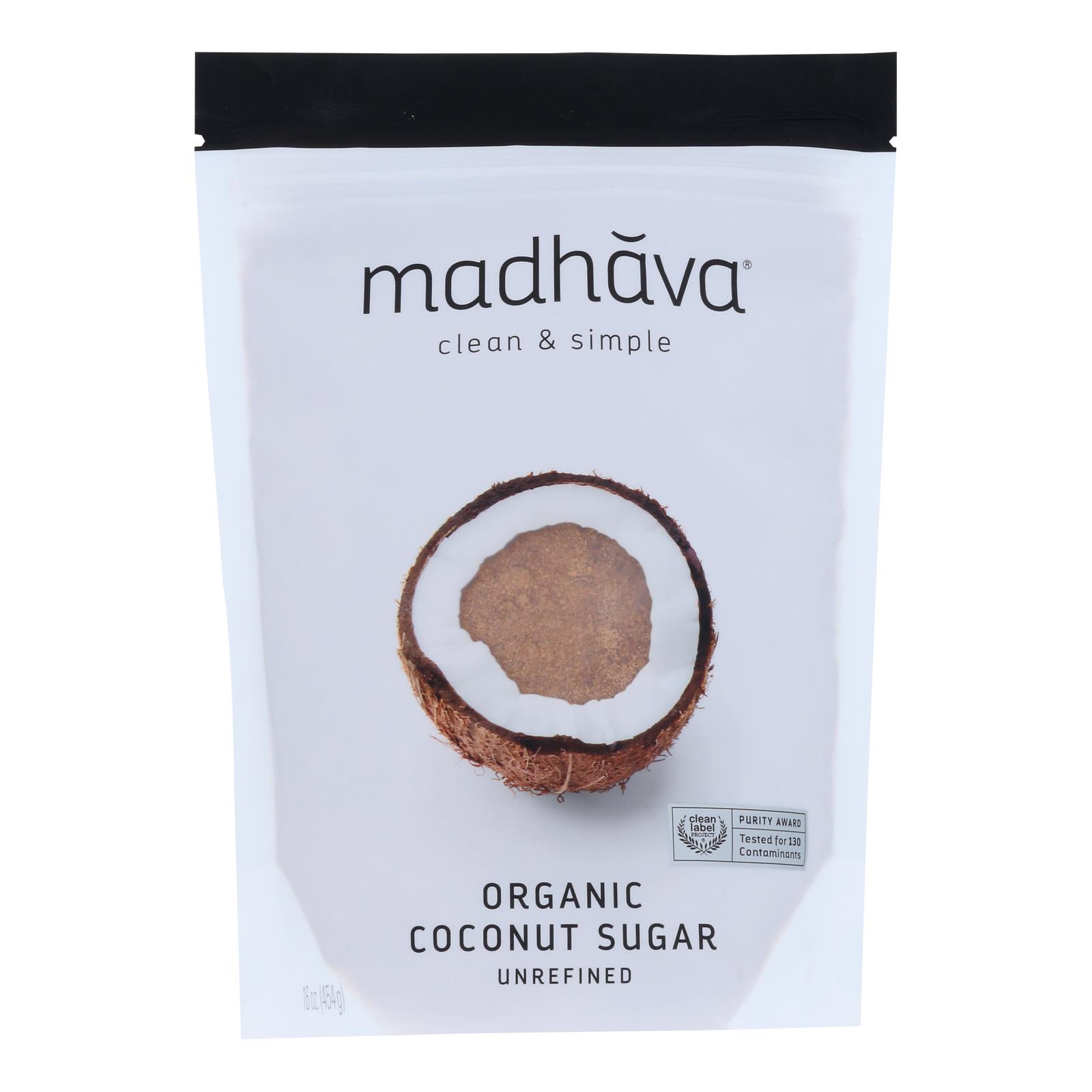 Madhava Honey Organic Coconut Sugar, Case Of 6, 16 Oz.