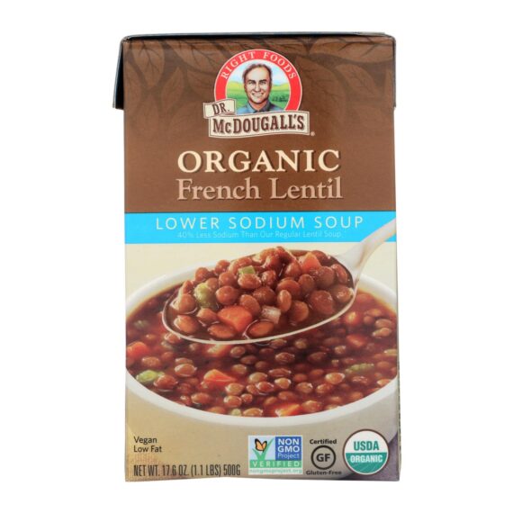 Dr. Mcdougall's Organic French Lentil Lower Sodium Soup, Case Of 6, 17.6 Oz.