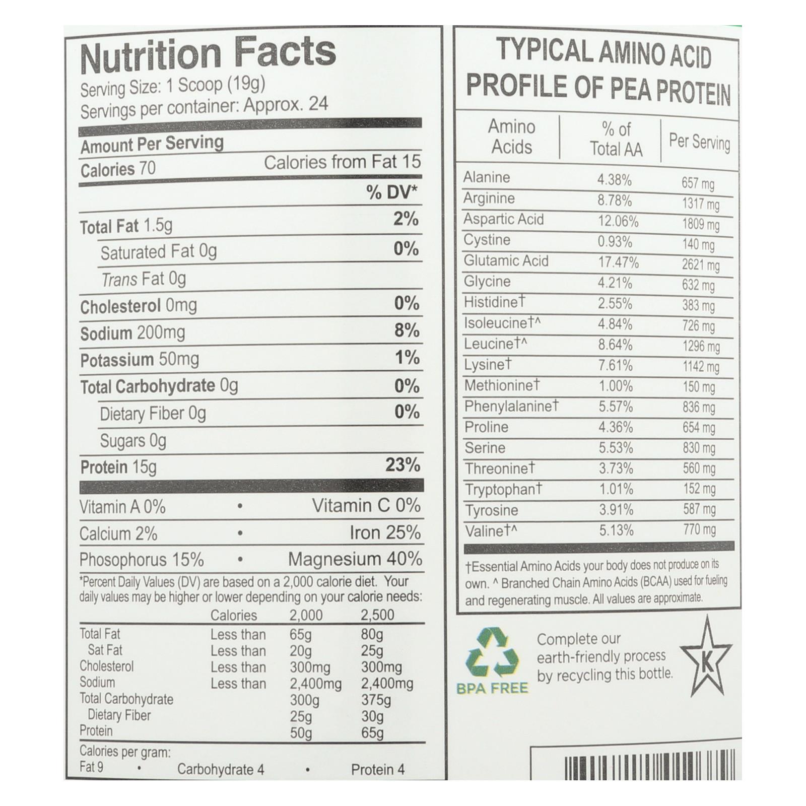 Growing Naturals Yellow Pea Protein - Original - 16 Oz - Image 2