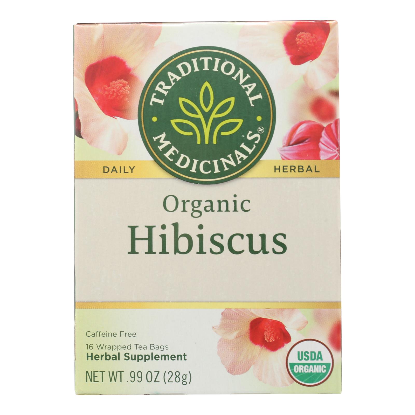 Traditional Medicinals Organic Herbal Tea, Hibiscus, Case Of 6, 16 Bags