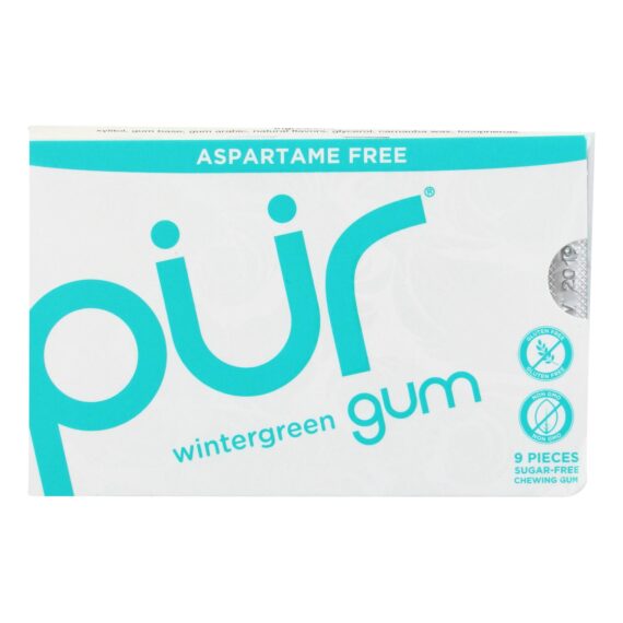 Pur Gum, Wintergreen, Aspartame Free, 9 Pieces, 12.6 G, Case Of 12