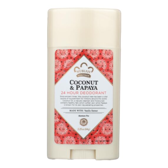 Nubian Heritage Deodorant, All Natural, 24 Hour, Coconut And Papaya, With Vanilla Oil, 2.25 Oz