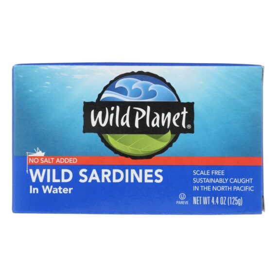Wild Planet Sardines In Water, Case Of 12, 4.375 Oz.