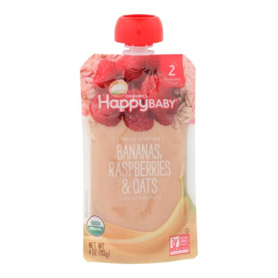 Happy Baby Happy Baby Clearly Crafted, Bananas Raspberries And Oats, Case Of 16, 4 Oz. - Image 5