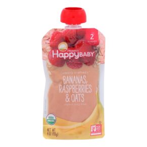 Happy Baby Happy Baby Clearly Crafted, Bananas Raspberries And Oats, Case Of 16, 4 Oz.