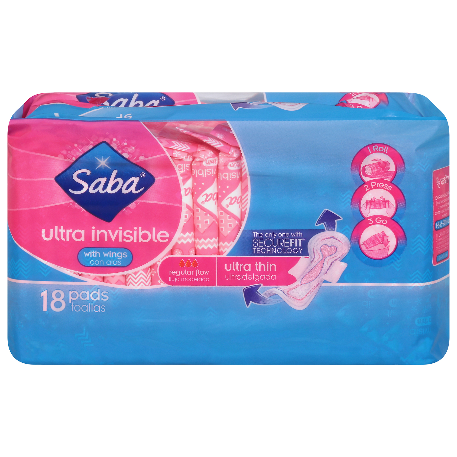 Saba, Pads Ultra Thin, Case Of 12-18 Ct