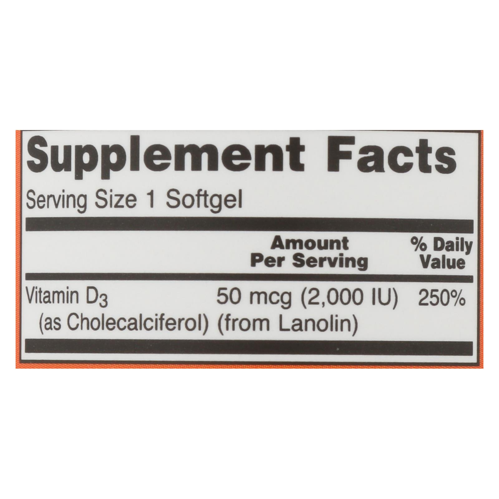 Now Foods - Vitamin D-3 2000iu - 1 Each-120 Sgel - Image 2