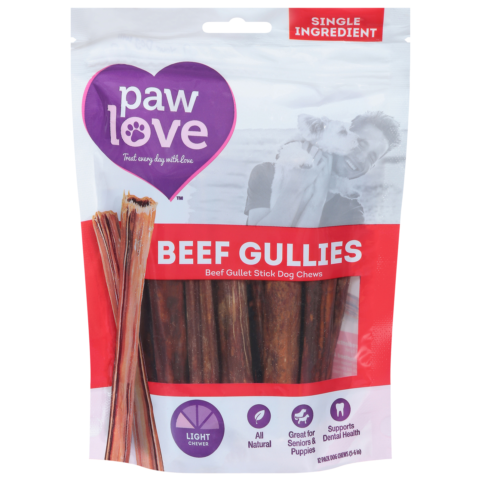 Paw Love - Dg Chw Beef Gullet Stck - Cs Of 6-12 Ct