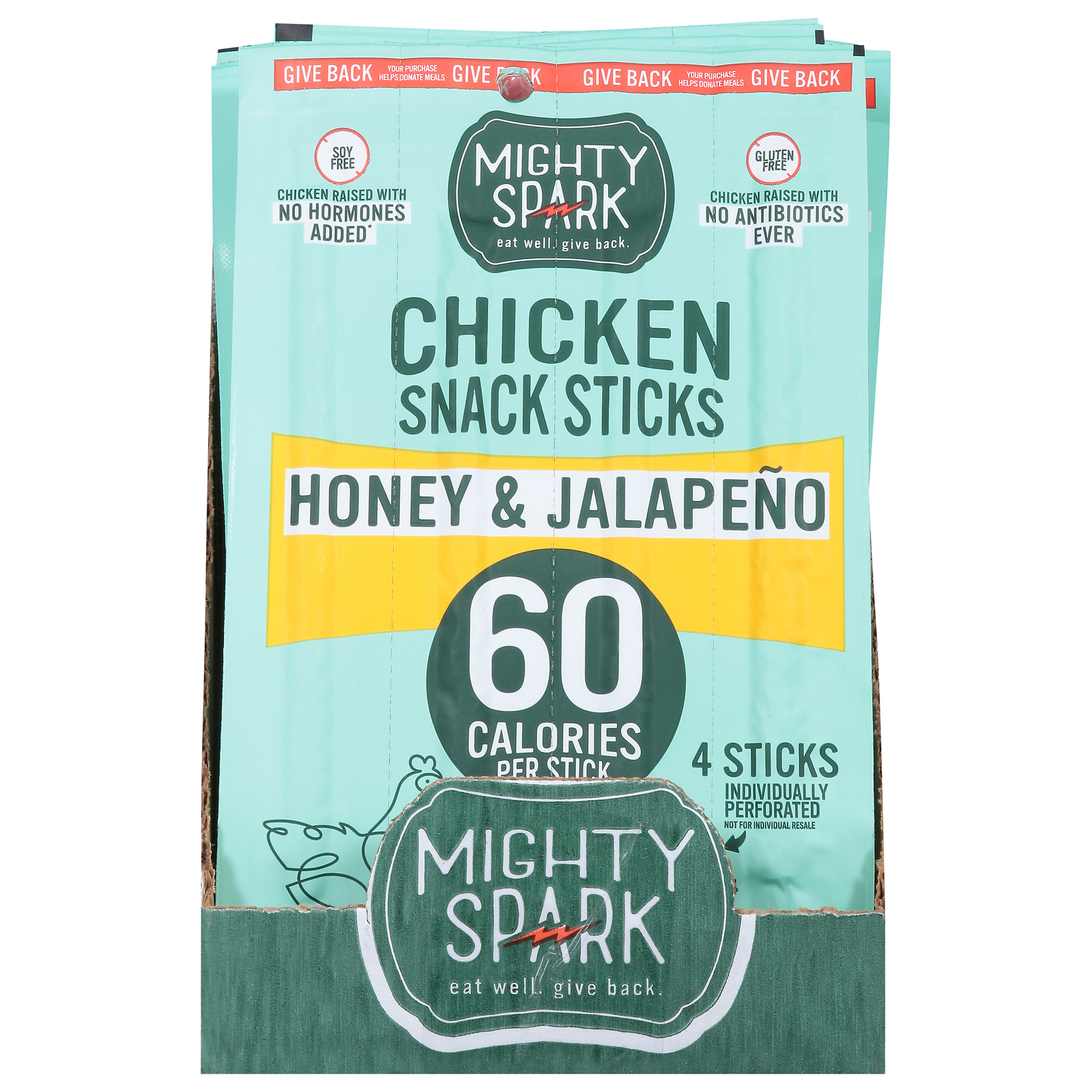 Mighty Spark - Snk Stick Chkn Jalap Hny - Cs Of 8-4 Oz