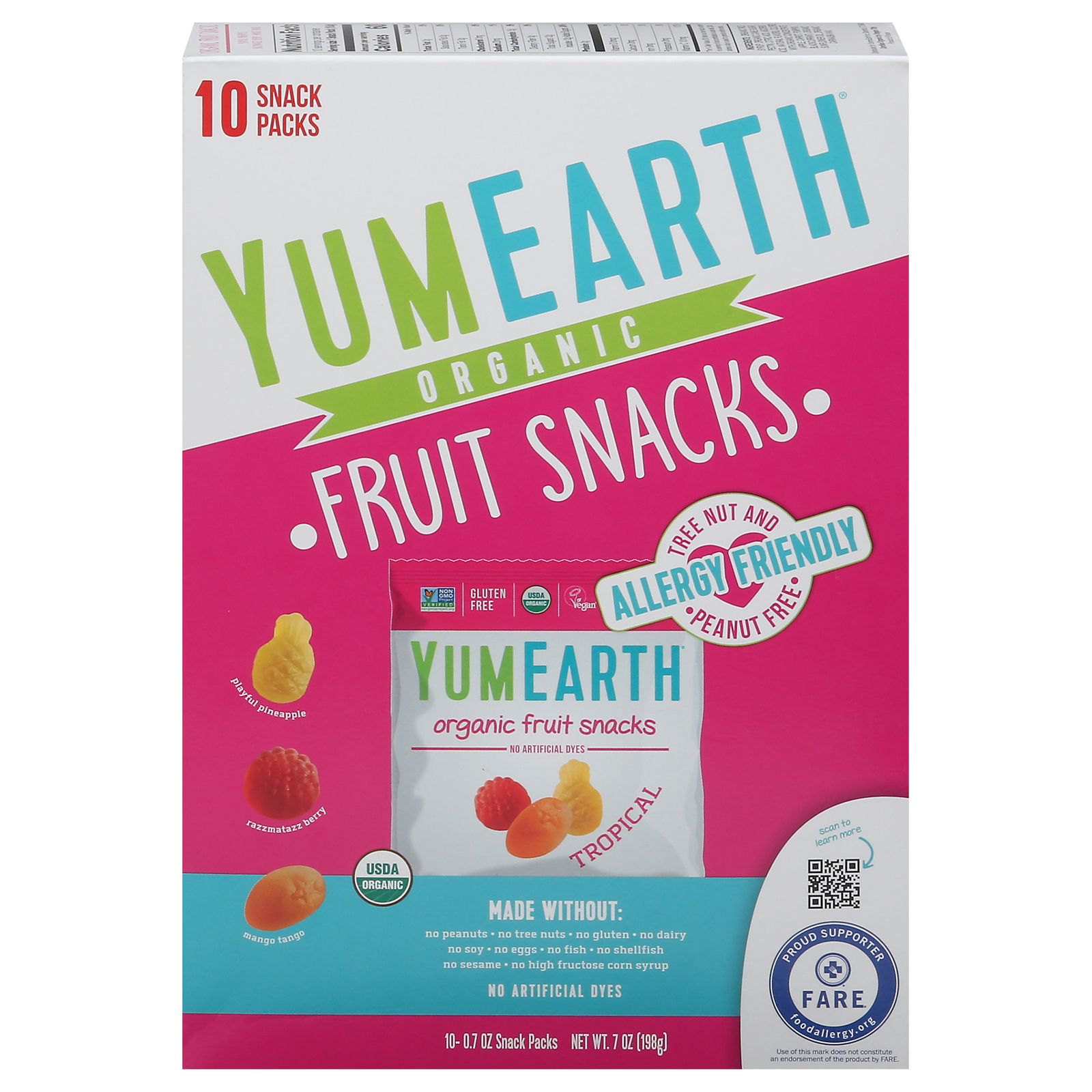 Yumearth - Fruit Snk Og2 Tropical - Cs Of 6-7 Oz