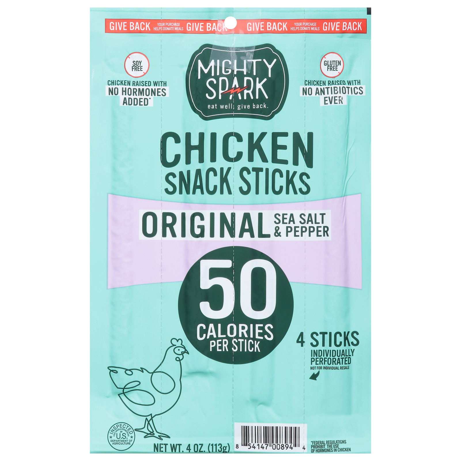 Mighty Spark - Snk Stick Chkn Ssalt Ppr - Cs Of 8-4 Oz