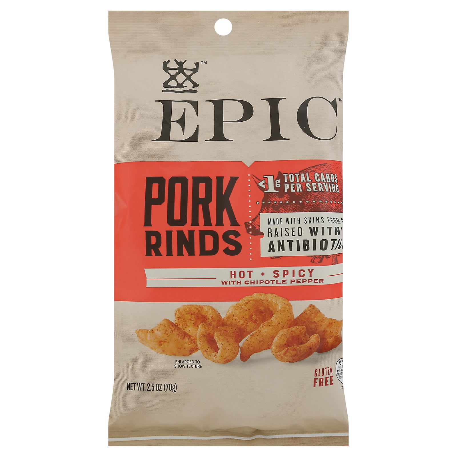 Epic - Pork Rinds Hot & Spicy - Cs Of 12-2.5 Oz