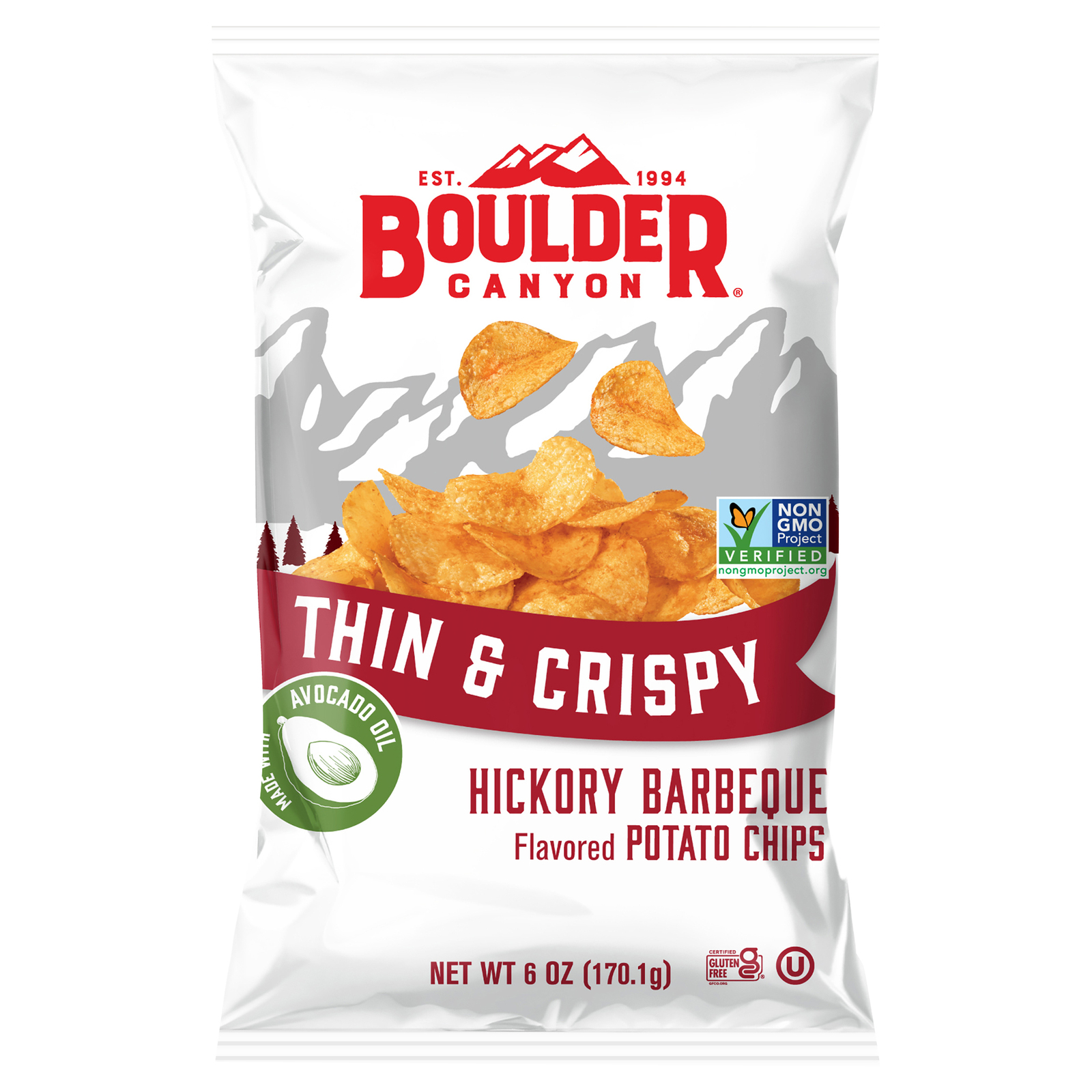 Boulder Canyon - Pot Chip Hickory Bbq - Cs Of 12-6 Oz