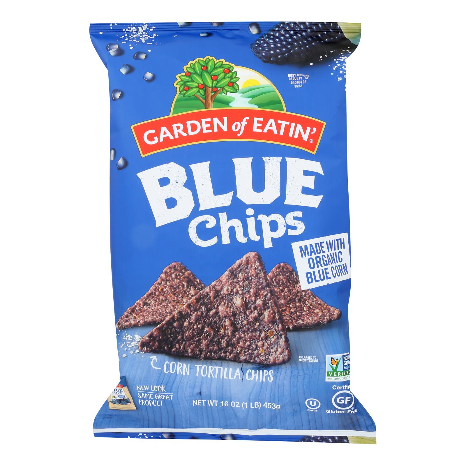 Garden Of Eatin' Blue Corn Tortilla Chips, Blue Corn, Case Of 12, 16 Oz.