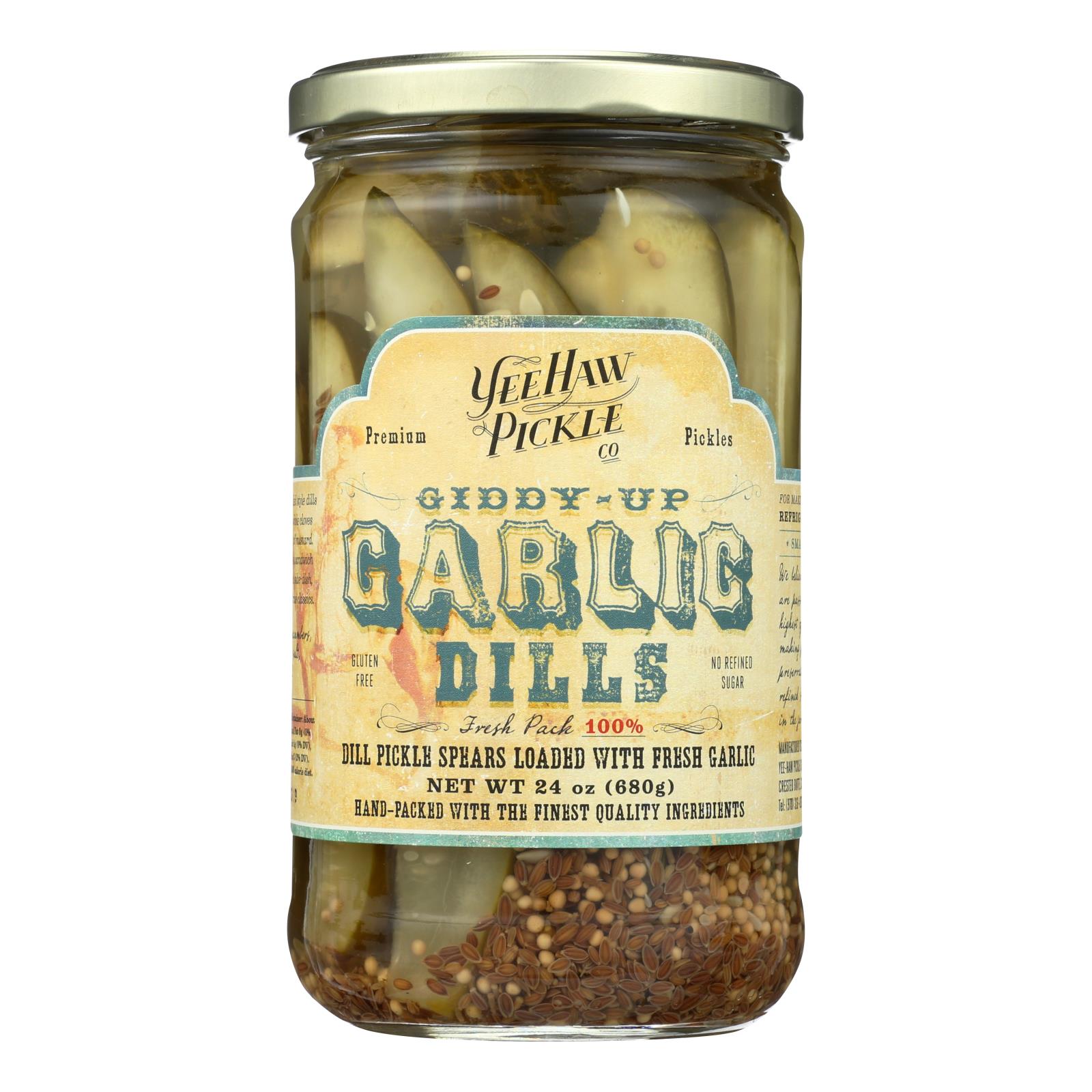 Yee-haw Pickle Dills Pickle, Giddy Up Garlic, Case Of 6, 24 Oz.