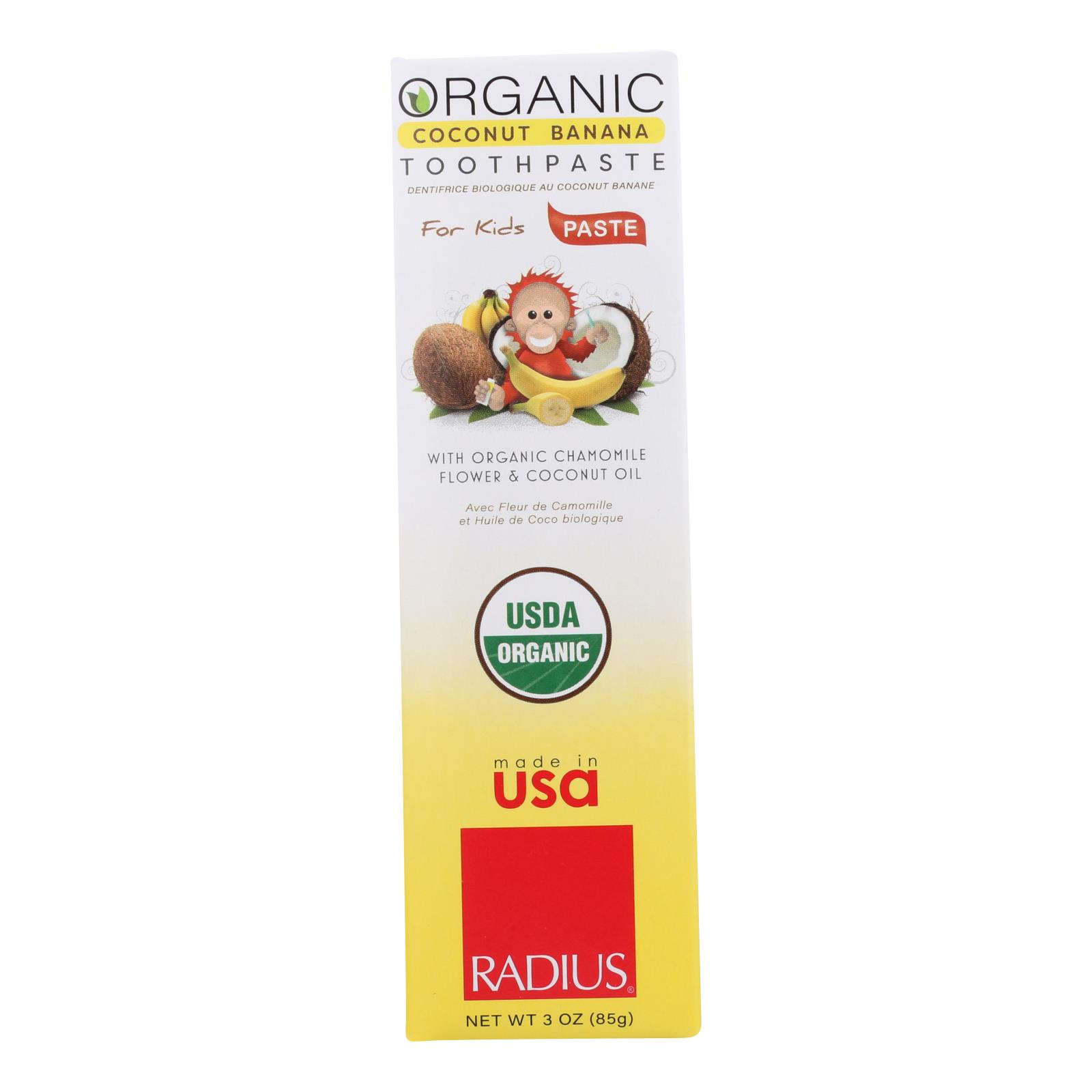 Radius Coconut Banana With Organic Chamomile Flower & Coconut Oil Toothpaste , 1 Each, 3 Oz