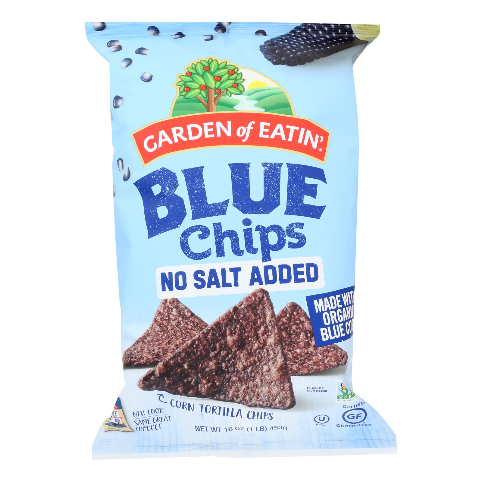Garden Of Eatin' Blue Chips, Unsalted, Case Of 12, 16 Oz