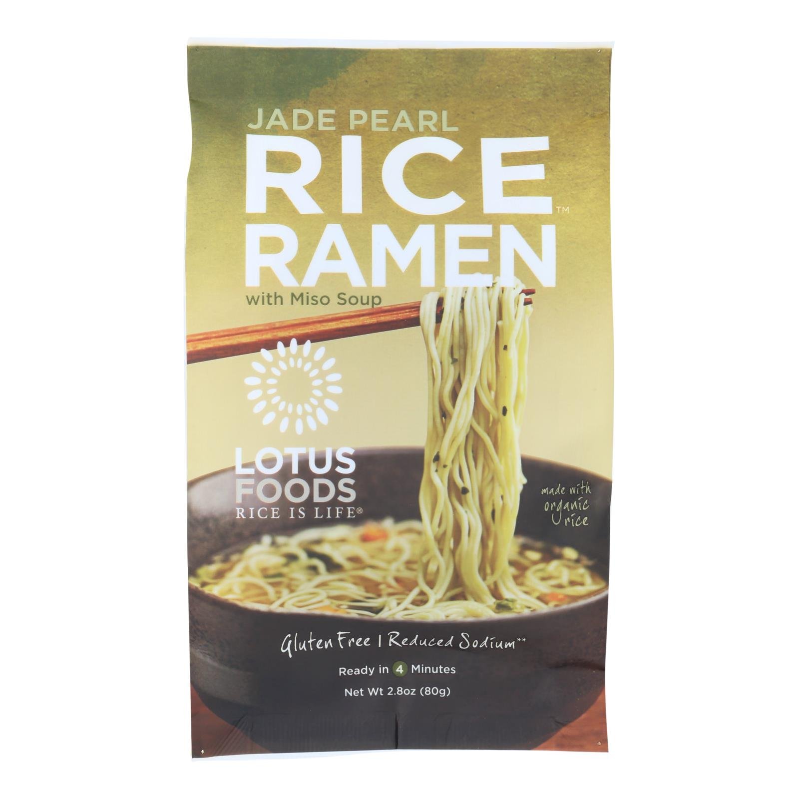 Lotus Foods Ramen, Organic, Jade Pearl Rice, With Miso Soup, 2.8 Oz, Case Of 10