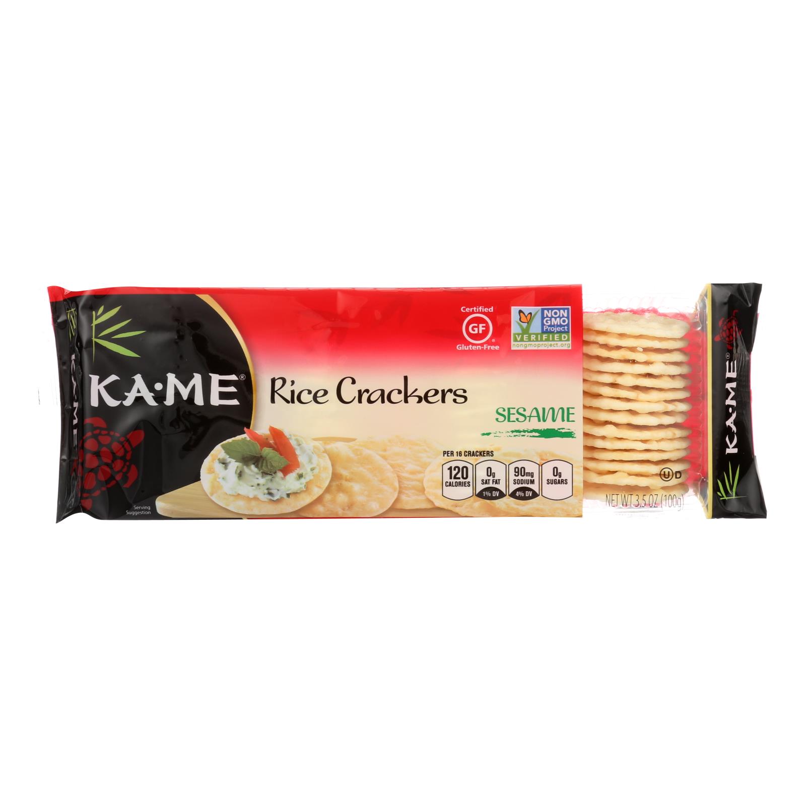 Ka'me Rice Crackers, Sesame, Case Of 12, 3.5 Oz.