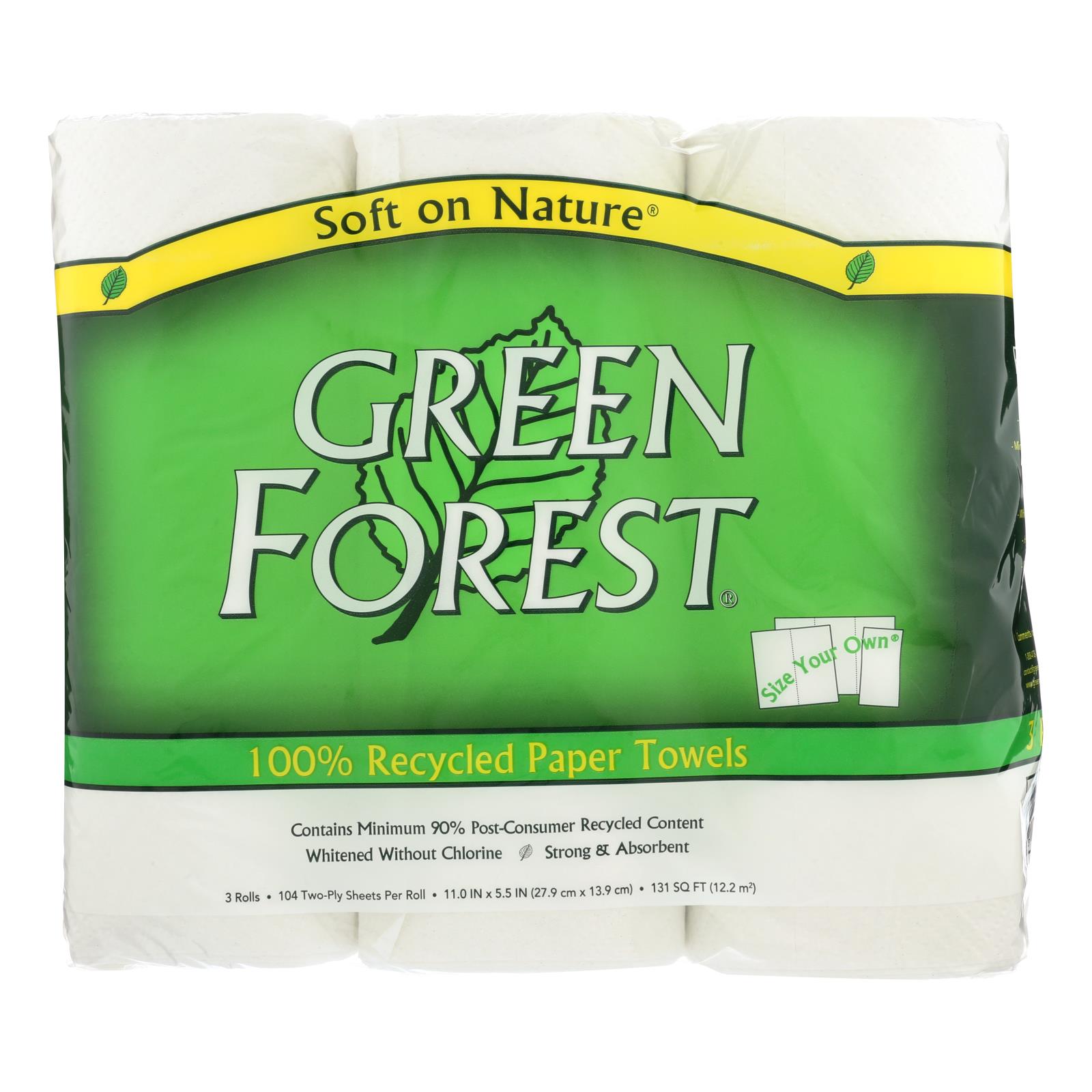 Green Forest Premium Paper Towels, White, Case Of 10, 3 Roll