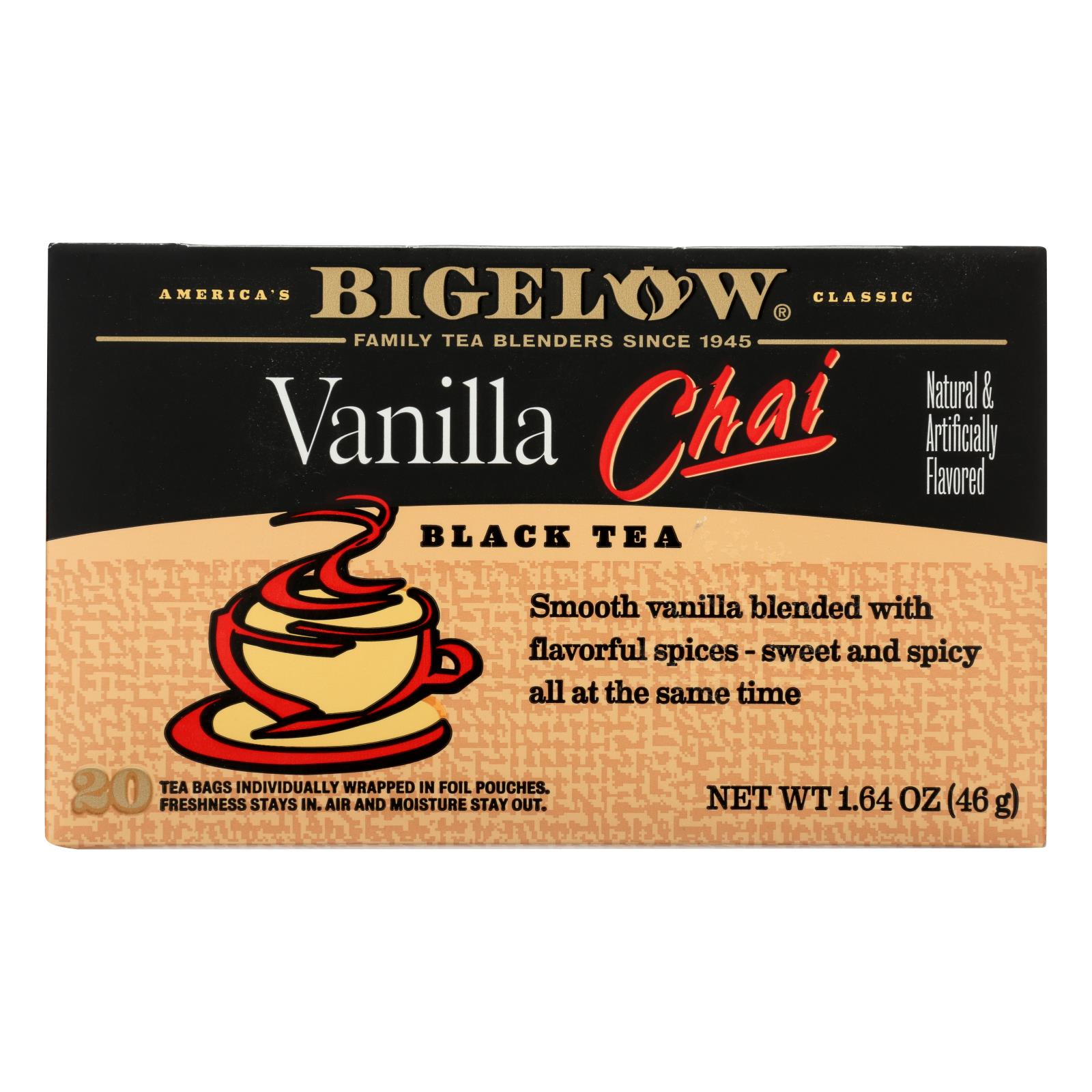 Bigelow Tea Tea, Chai Vanilla, Case Of 6, 20 Bag