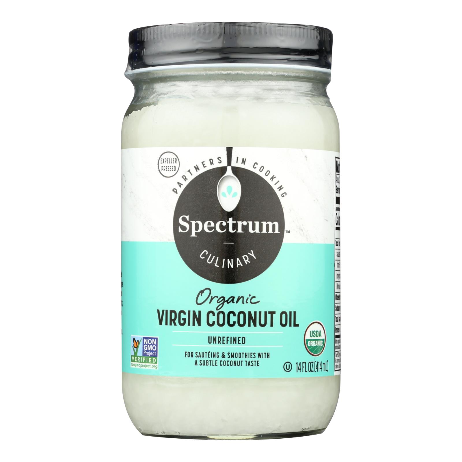 Spectrum Naturals Organic Unrefined Coconut Oil, Case Of 12, 14 Fl Oz.