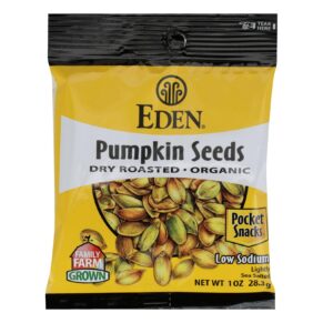 Eden Foods Organic Pocket Snacks, Pumpkin Seeds, Dry Roasted And Salted, 1 Oz, Case Of 12