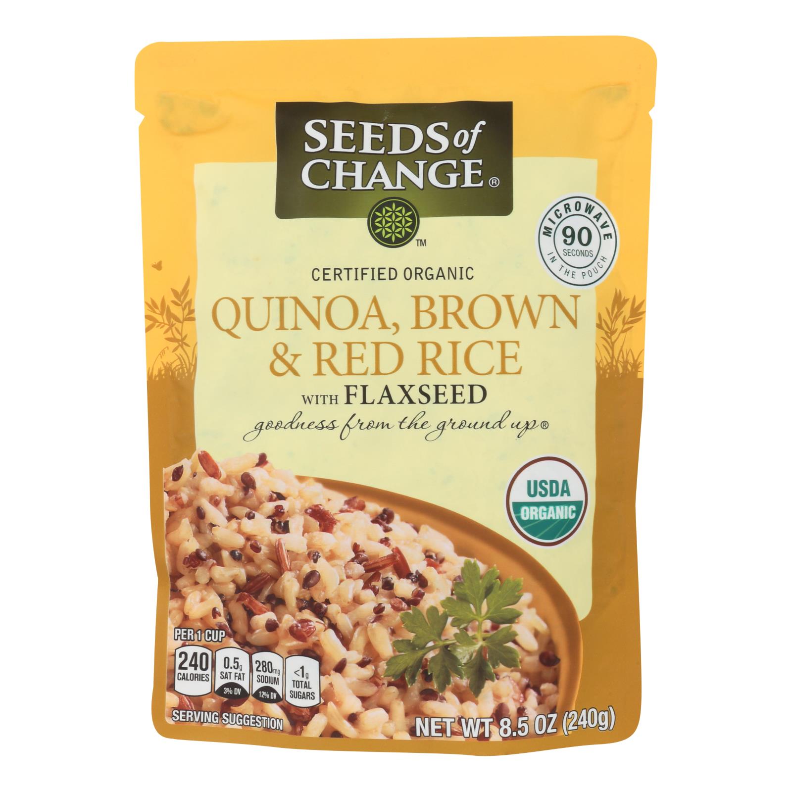 Seeds Of Change Organic Quinoa Brown And Red Rice With Flaxseed, Case Of 12, 8.5 Oz