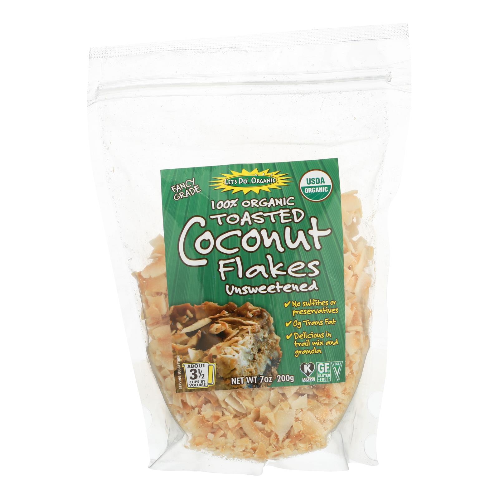 Let's Do Organics Toasted Coconut Flakes, Organic, Case Of 12, 7 Oz.