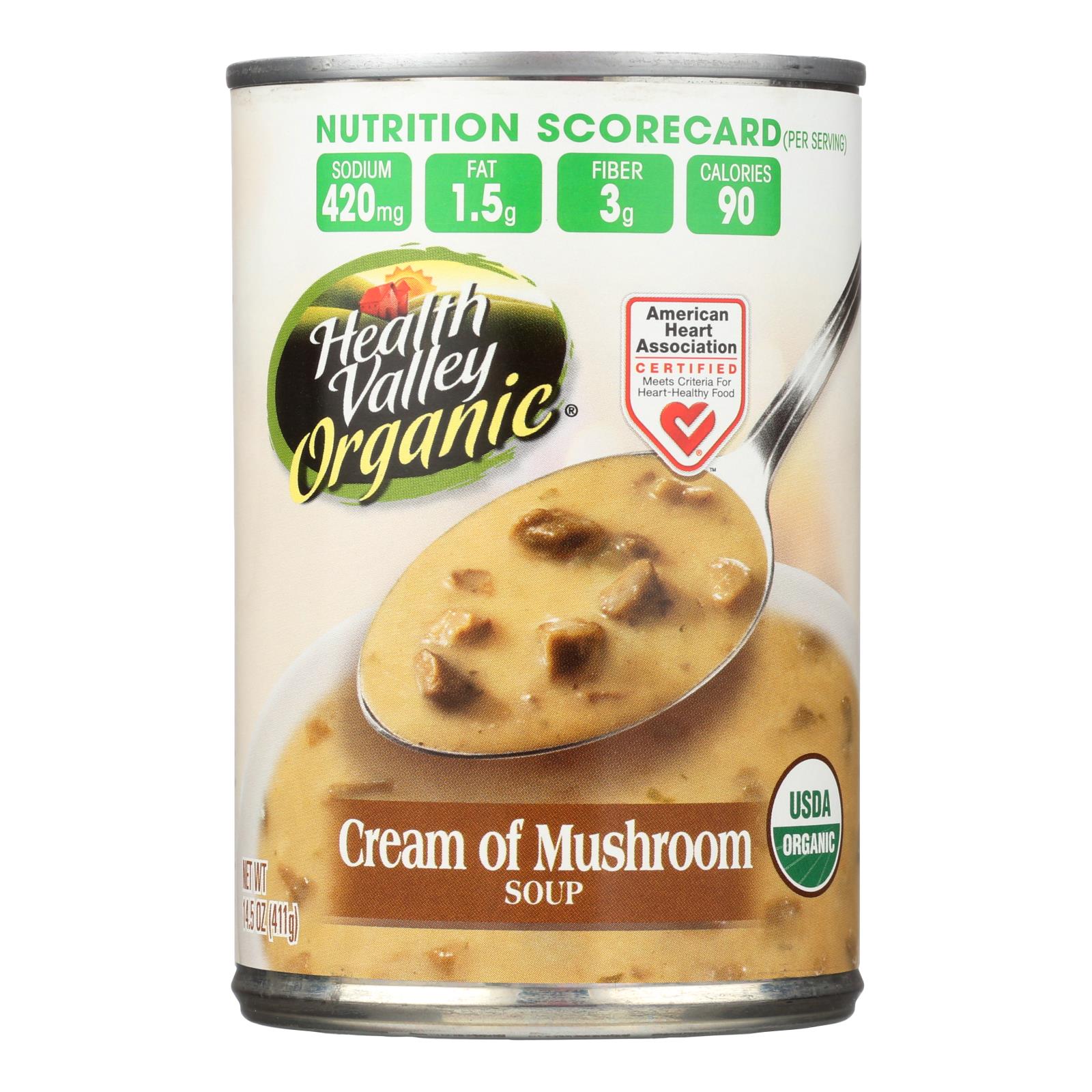 Health Valley Organic Soup, Mushroom Cream, Case Of 12, 14.5 Oz.