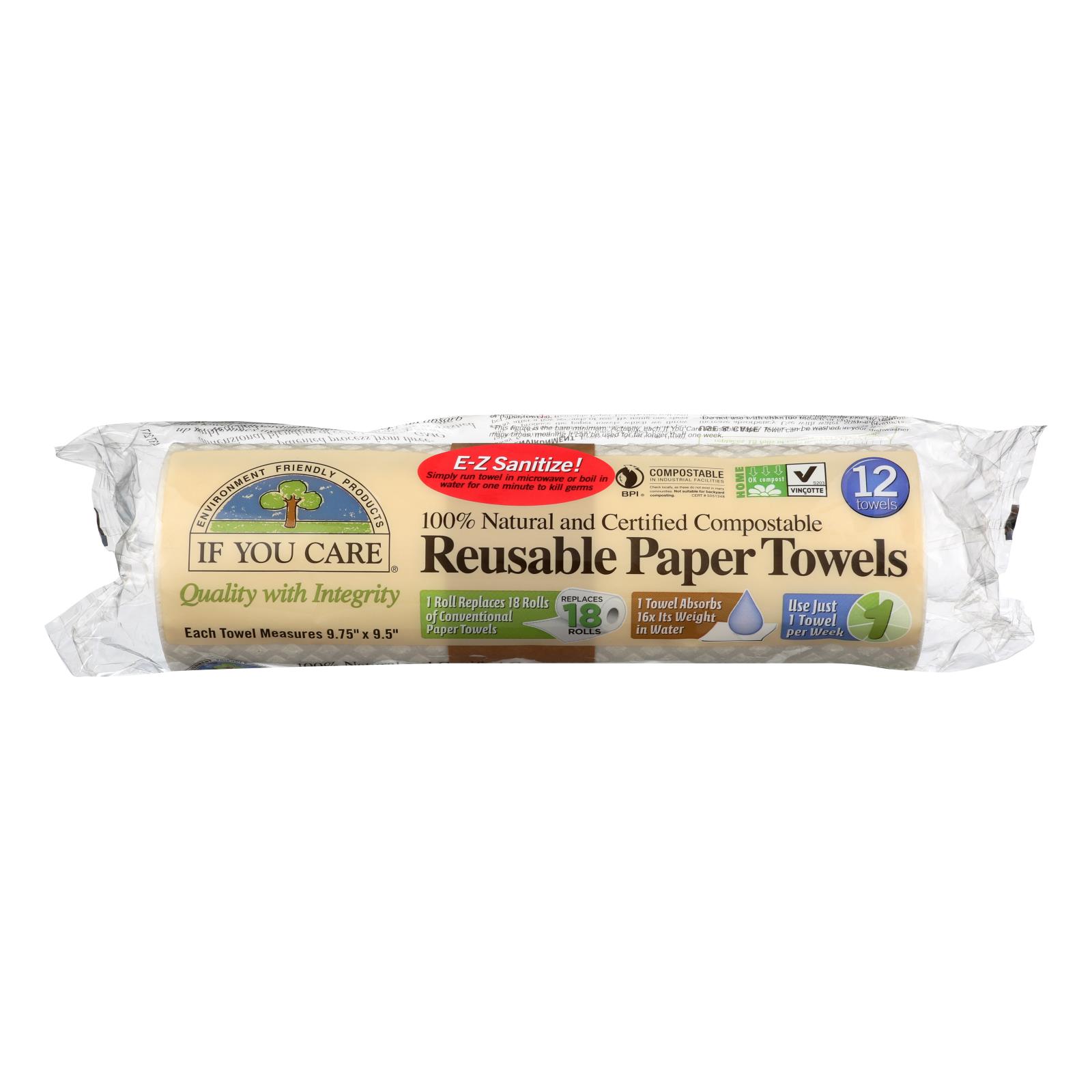 If You Care Paper Towels, Reusable, Nat, Case Of 8, 12 Count
